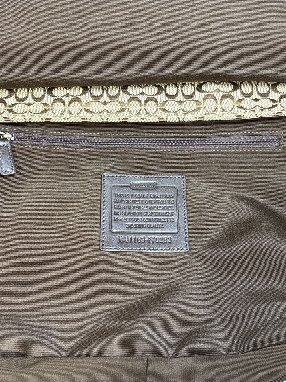 Coach Signature Canvas Messenger Crossbody Bag Khaki Leather J1169-F70283 NEW - Picture 16 of 16